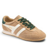 Zapatillas deportivas Gola Sprinter Suede de mujer beige con detalles verdes