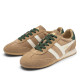 Zapatillas deportivas Gola Sprinter Suede de mujer beige con detalles verdes - Querol online
