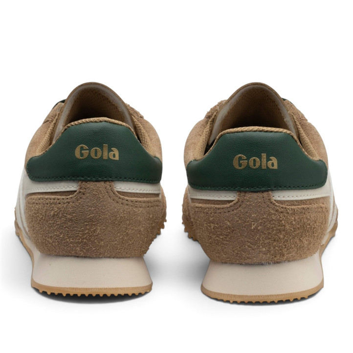 Sabatilles esportives Gola Sprinter Suede de dona beix amb detalls verds - Querol online