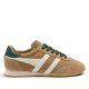 Zapatillas deportivas Gola Sprinter Suede de mujer beige con detalles verdes - Querol online