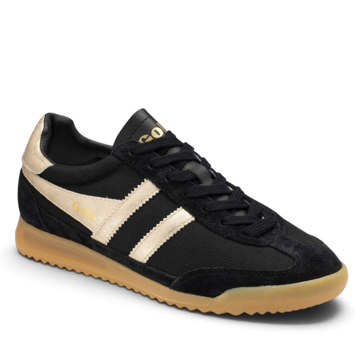 Zapatillas deportivas Gola Tornado de mujer negras con detalles dorados - Querol online