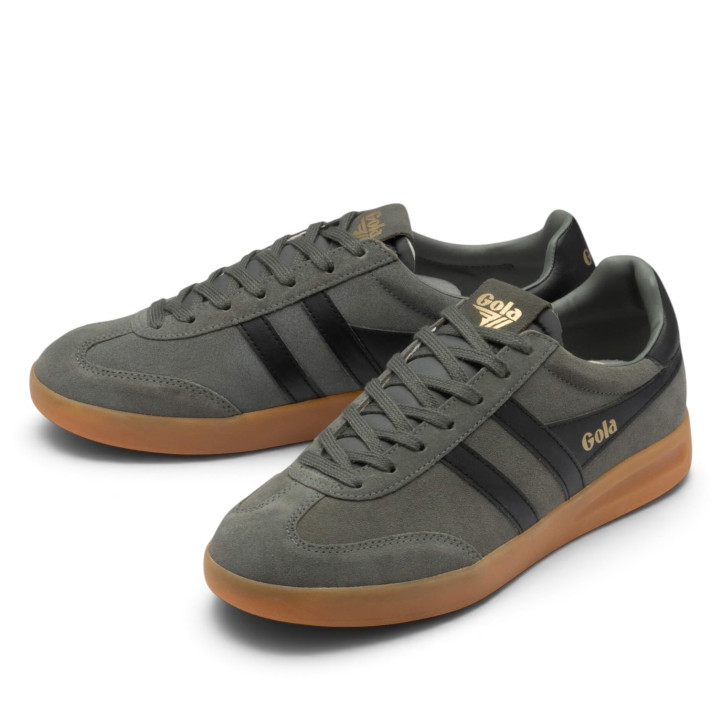 Zapatillas deportivas Gola Cyclone de hombre verdes de ante con detalles negros - Querol online