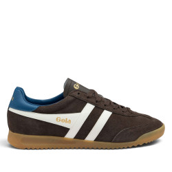 Zapatillas deportivas Gola Torpedo de hombre marrones de ante con detalles blancos y azules - Querol online