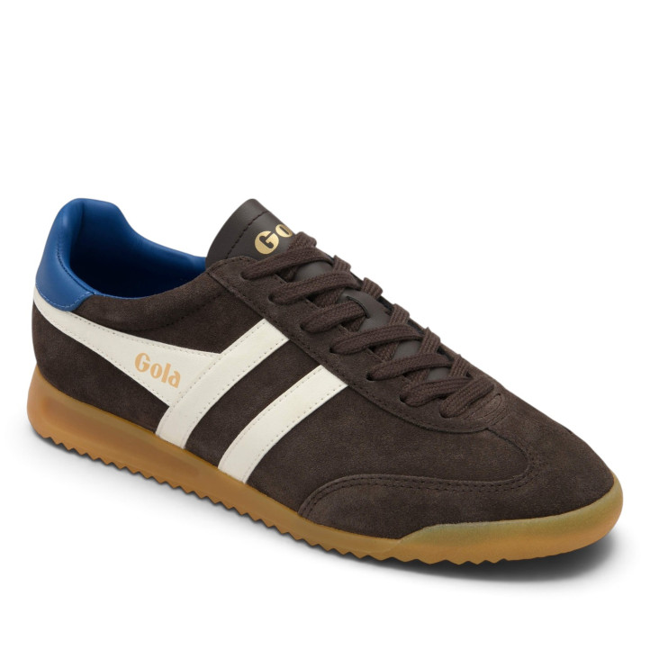 Sabatilles esportives Gola Torpedo d'home marrons d'ant amb detalls blancs i blaus - Querol online