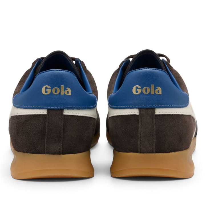 Sabatilles esportives Gola Torpedo d'home marrons d'ant amb detalls blancs i blaus - Querol online