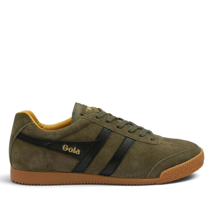 Zapatillas deportivas Gola Harrier Suede de hombre caqui de ante con detalles negros - Querol online