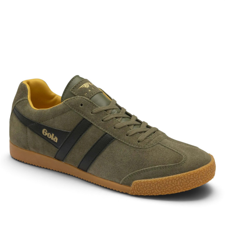 Sabatilles esportives Gola Harrier Suede d'home caqui d'ant amb detalls negres - Querol online