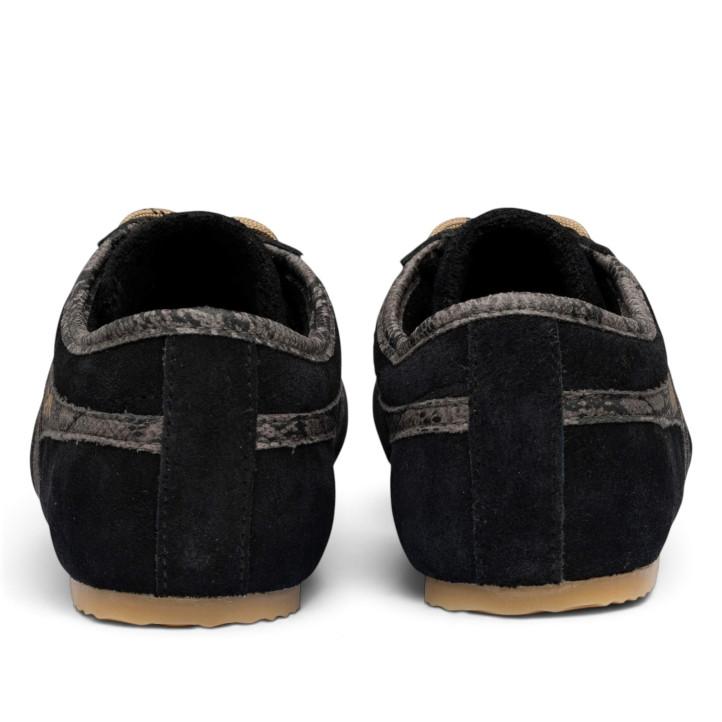 Zapatillas deportivas Gola Cleora II de mujer negras de ante con detalles animal print - Querol online