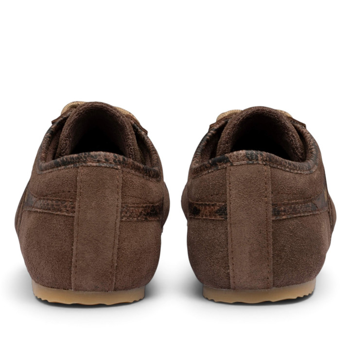 Zapatillas deportivas Gola Cleora II de mujer marrones de ante con detalles animal print - Querol online