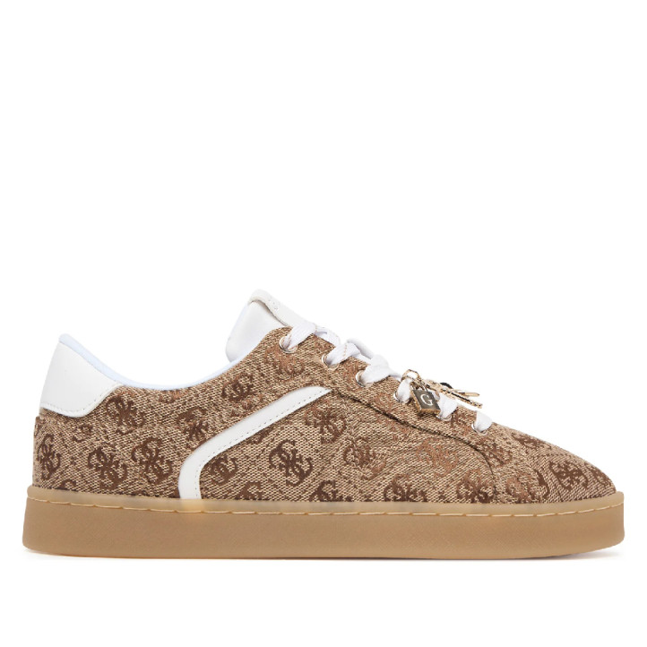 Zapatillas GUESS de mujer beige con monograma y suela caramelo - Querol online