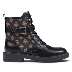 Botines GUESS Fellini de mujer negros con estampado de logos y hebilla - Querol online