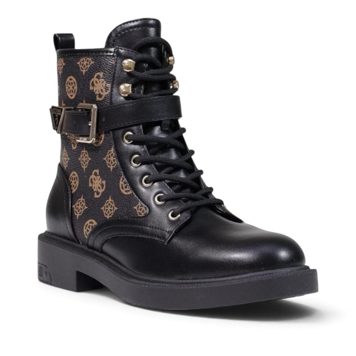 Botines GUESS Fellini de mujer negros con estampado de logos y hebilla - Querol online