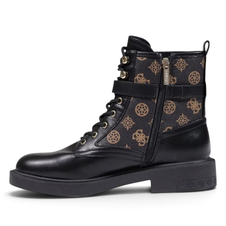 Botines GUESS Fellini de mujer negros con estampado de logos y hebilla - Querol online