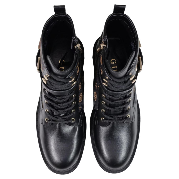 Botines GUESS Fellini de mujer negros con estampado de logos y hebilla - Querol online