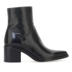 Botins de taló Martina Buraro de dona negres de pell amb taló quadrat - Querol online