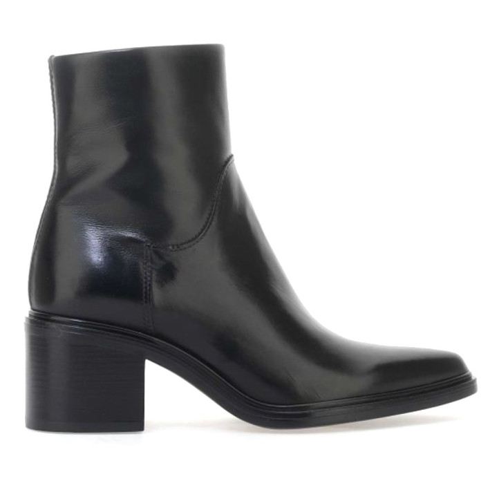 Botins de taló Martina Buraro de dona negres de pell amb taló quadrat - Querol online