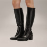 Botas tacón Martina Buraro de mujer negras de piel con tacón