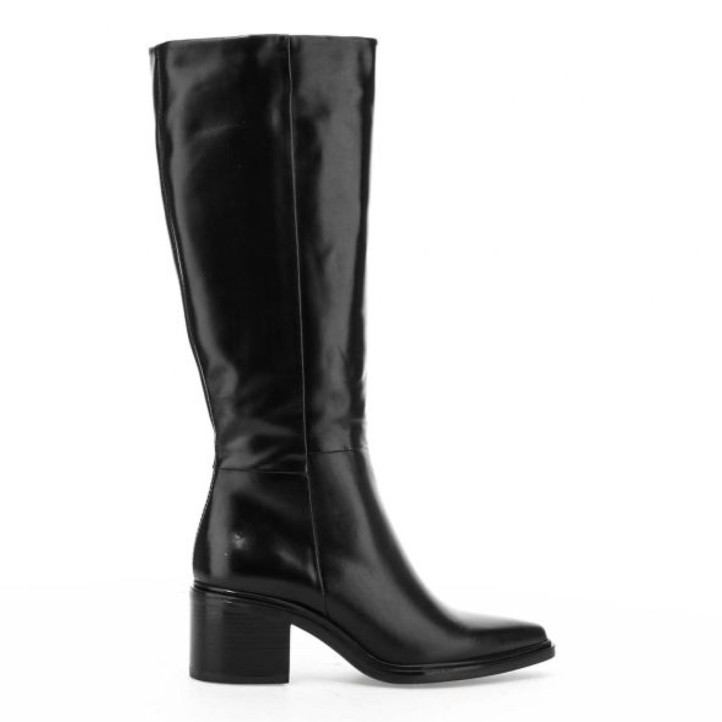 Botas tacón Martina Buraro de mujer negras de piel con tacón - Querol online