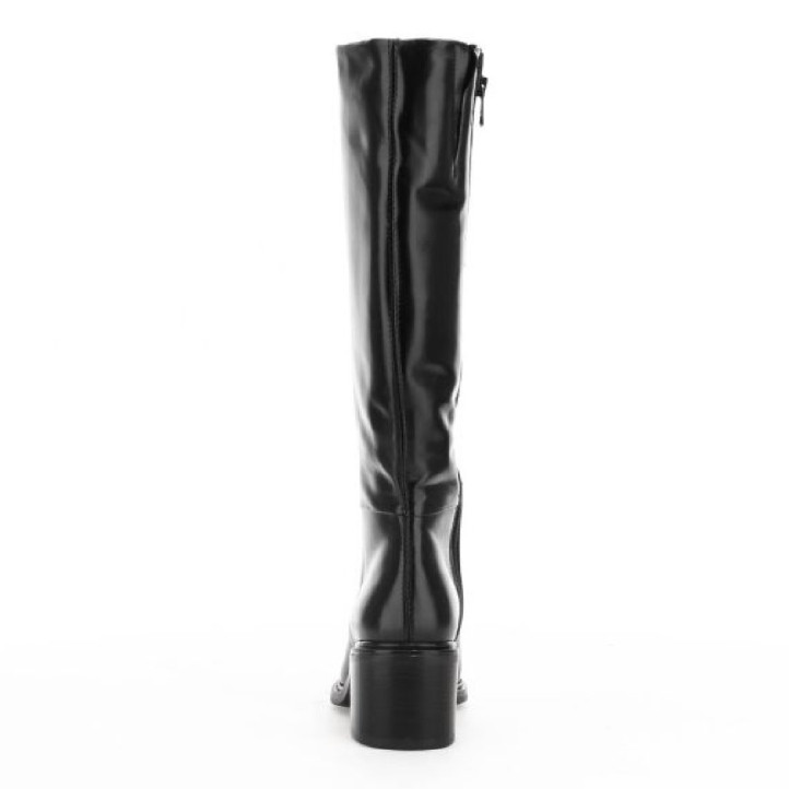 Botas tacón Martina Buraro de mujer negras de piel con tacón - Querol online