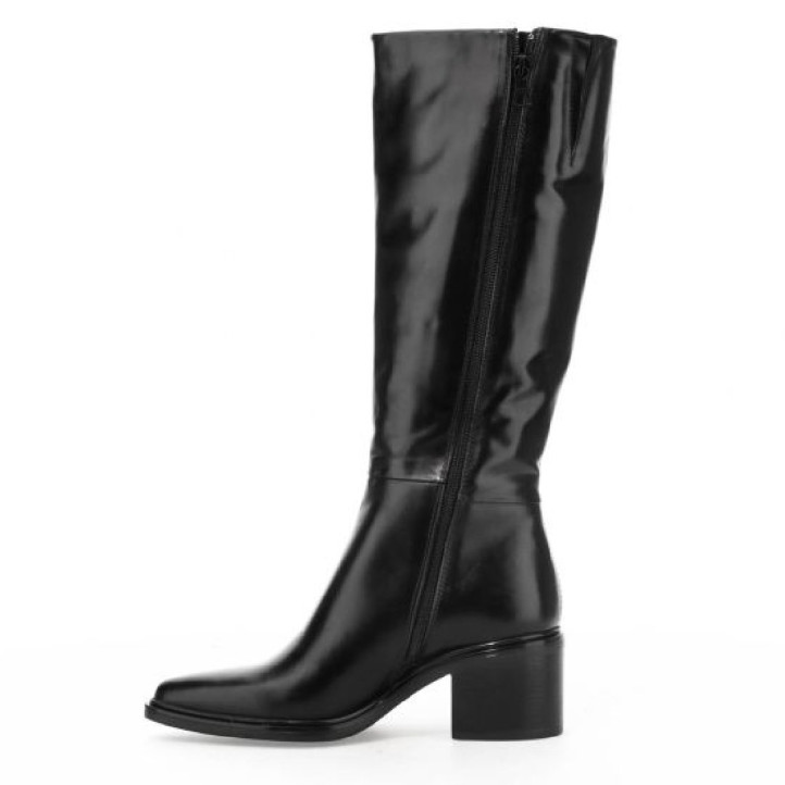 Botas tacón Martina Buraro de mujer negras de piel con tacón - Querol online
