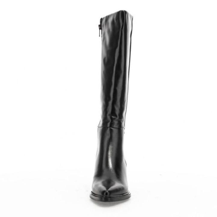 Botas tacón Martina Buraro de mujer negras de piel con tacón - Querol online