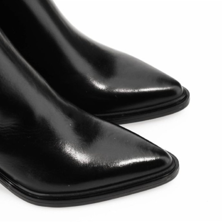 Botas tacón Martina Buraro de mujer negras de piel con tacón - Querol online