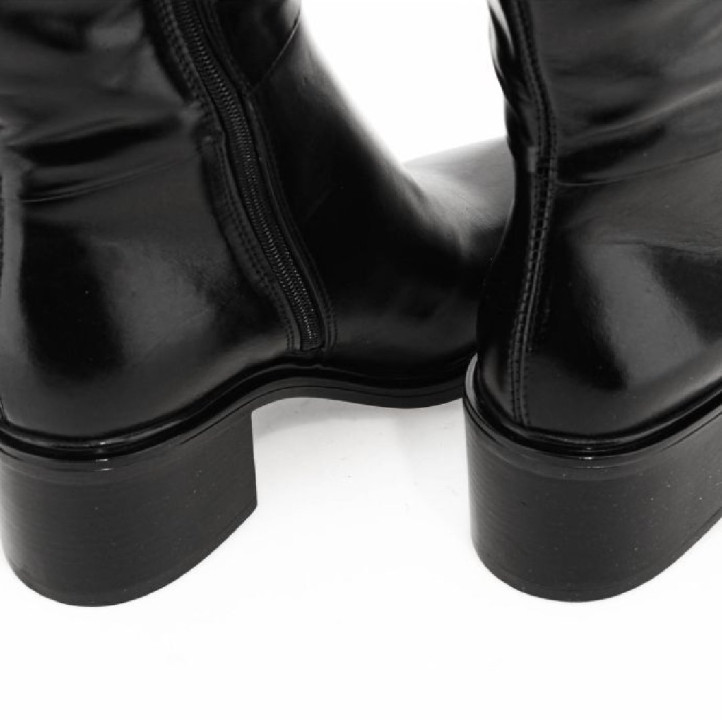 Botas tacón Martina Buraro de mujer negras de piel con tacón - Querol online