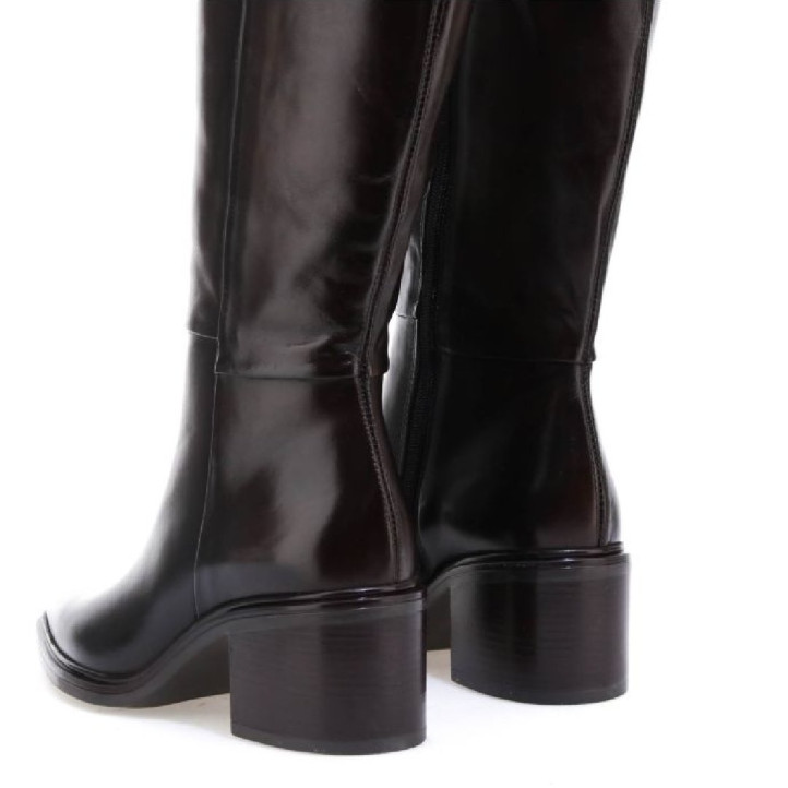 Botas tacón Martina Buraro de mujer marrones de piel con tacón - Querol online