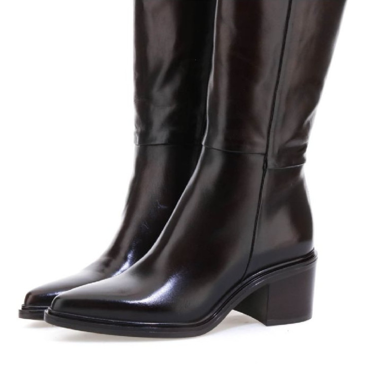 Botas tacón Martina Buraro de mujer marrones de piel con tacón - Querol online