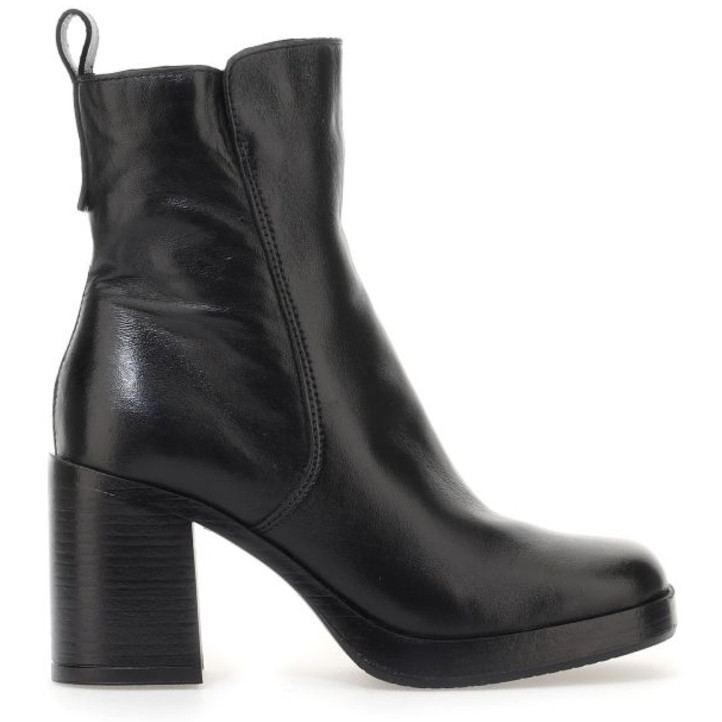Botines tacón Martina Buraro de mujer negros de piel con plataforma y tacón alto - Querol online