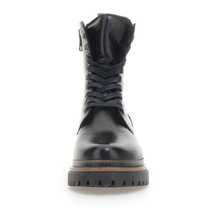 Botines planos Martina Buraro de mujer negros de piel con suela track - Querol online