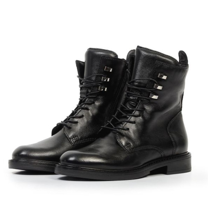 Botins plans Martina Buraro de dona negres de pell amb cordons - Querol online
