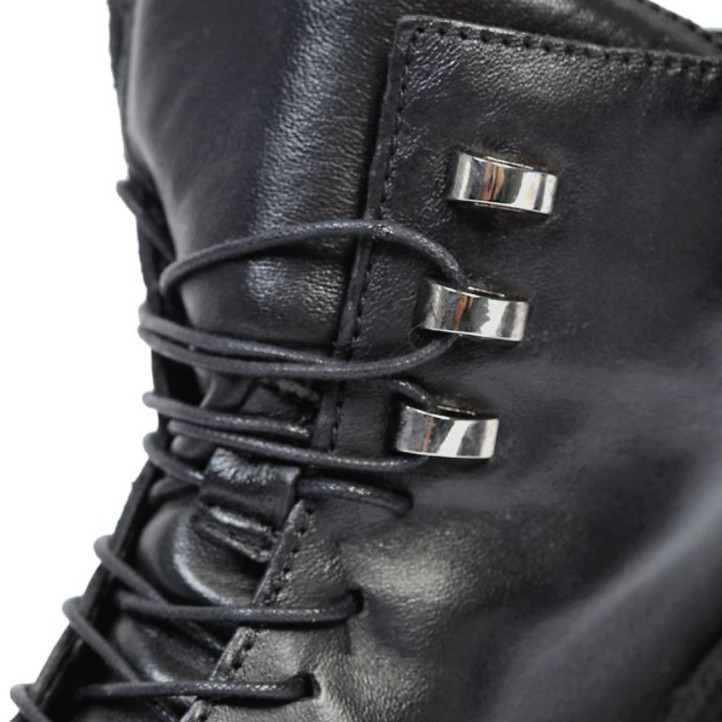 Botins plans Martina Buraro de dona negres de pell amb cordons - Querol online