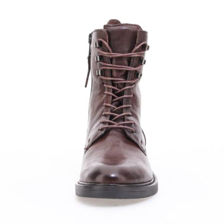 Botines planos Martina Buraro de mujer marrones de piel con cordones - Querol online
