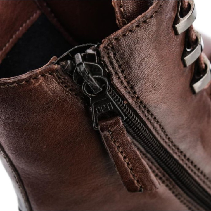 Botins plans Martina Buraro de dona marrons de pell amb cordons - Querol online