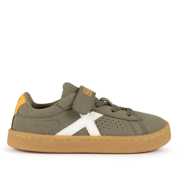 Sabatilles Munich Mini Open infantils verd oliva amb velcro i sola caramel - Querol online