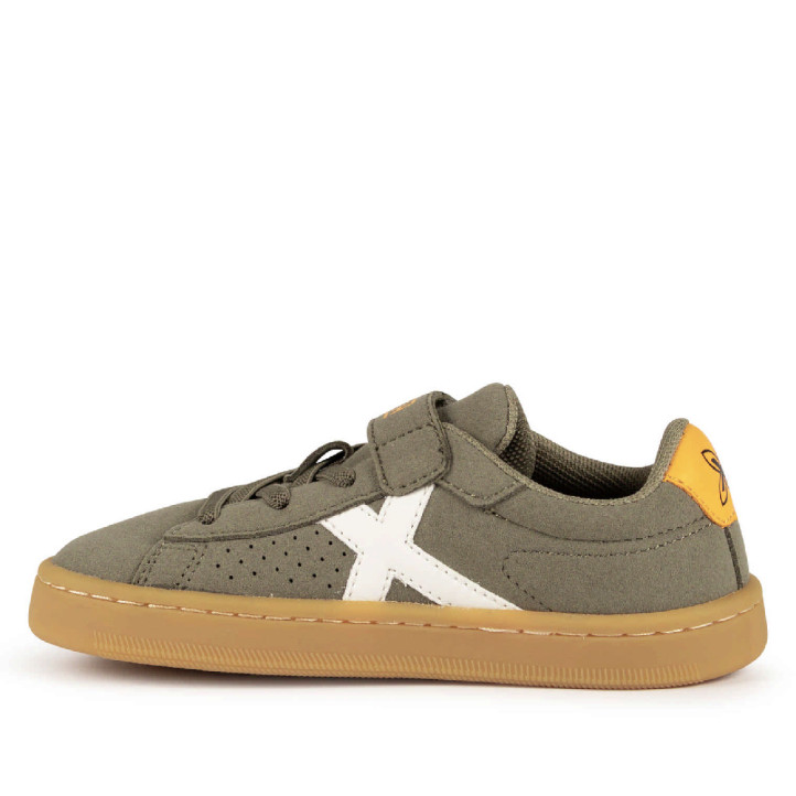 Sabatilles Munich Mini Open infantils verd oliva amb velcro i sola caramel - Querol online