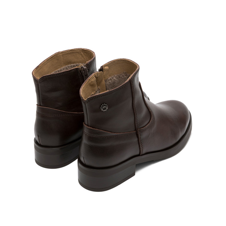 BOTINES DE PIEL CON CREMALLERA JIMENA MOKA PORRONET - Querol online