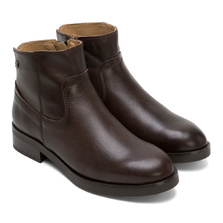 BOTINES DE PIEL CON CREMALLERA JIMENA MOKA PORRONET - Querol online
