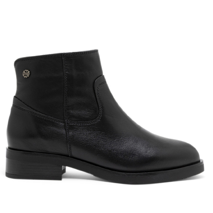 BOTINES DE PIEL CON CREMALLERA JIMENA NEGRO PORRONET - Querol online