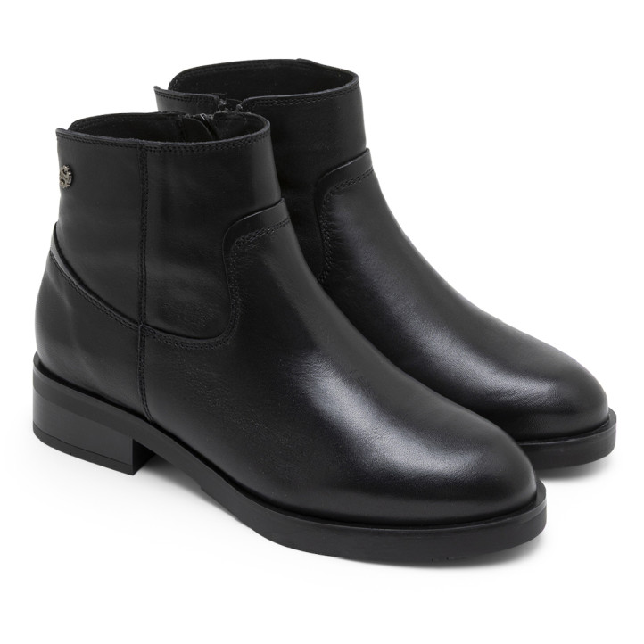 BOTINES DE PIEL CON CREMALLERA JIMENA NEGRO PORRONET - Querol online