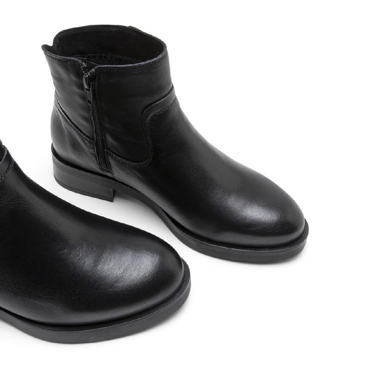 BOTINES DE PIEL CON CREMALLERA JIMENA NEGRO PORRONET - Querol online