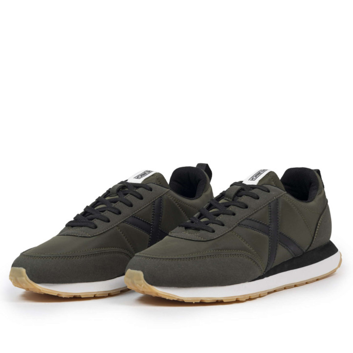 Zapatillas deportivas Munich Rush de hombre verde kaki con detalles negros y suela bicolor - Querol online