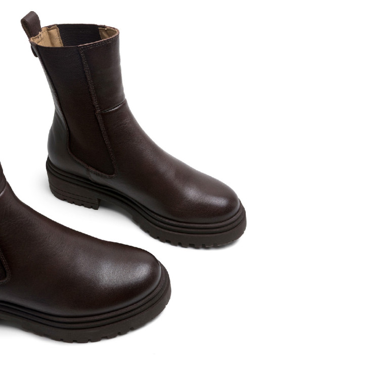 BOTINES DE PIEL CON ELÁSTICOS KATIA MOKA PORRONET - Querol online
