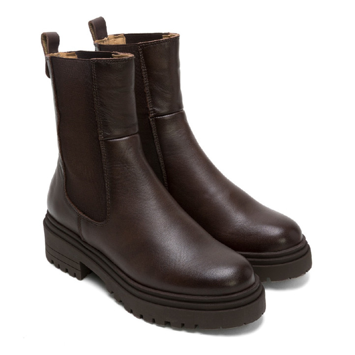BOTINES DE PIEL CON ELÁSTICOS KATIA MOKA PORRONET - Querol online