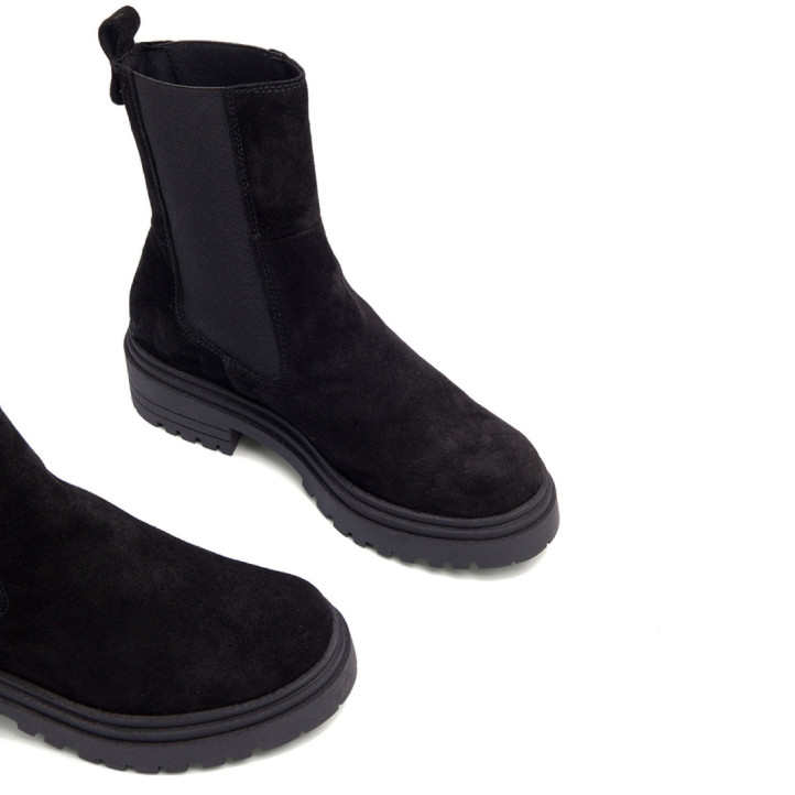 BOTINES DE SERRAJE CON ELÁSTICOS KIRA NEGRO PORRONET - Querol online