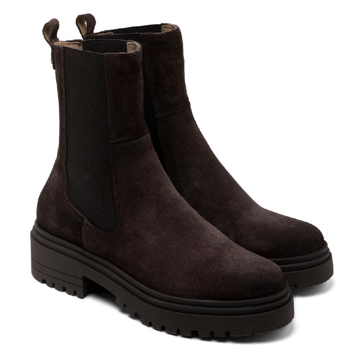 BOTINES DE SERRAJE CON ELÁSTICOS KIRA MOKA PORRONET - Querol online