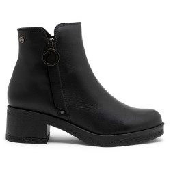 BOTINES DE PIEL CON CREMALLERA LUCÍA NEGRO PORRONET - Querol online