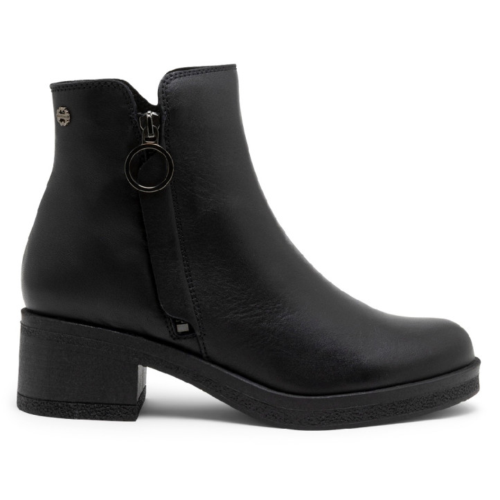 BOTINES DE PIEL CON CREMALLERA LUCÍA NEGRO PORRONET - Querol online