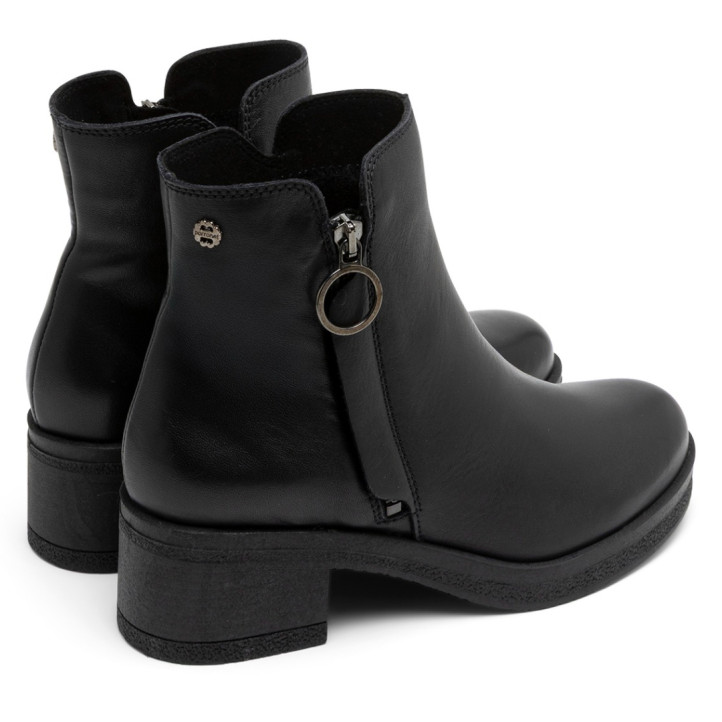 BOTINES DE PIEL CON CREMALLERA LUCÍA NEGRO PORRONET - Querol online